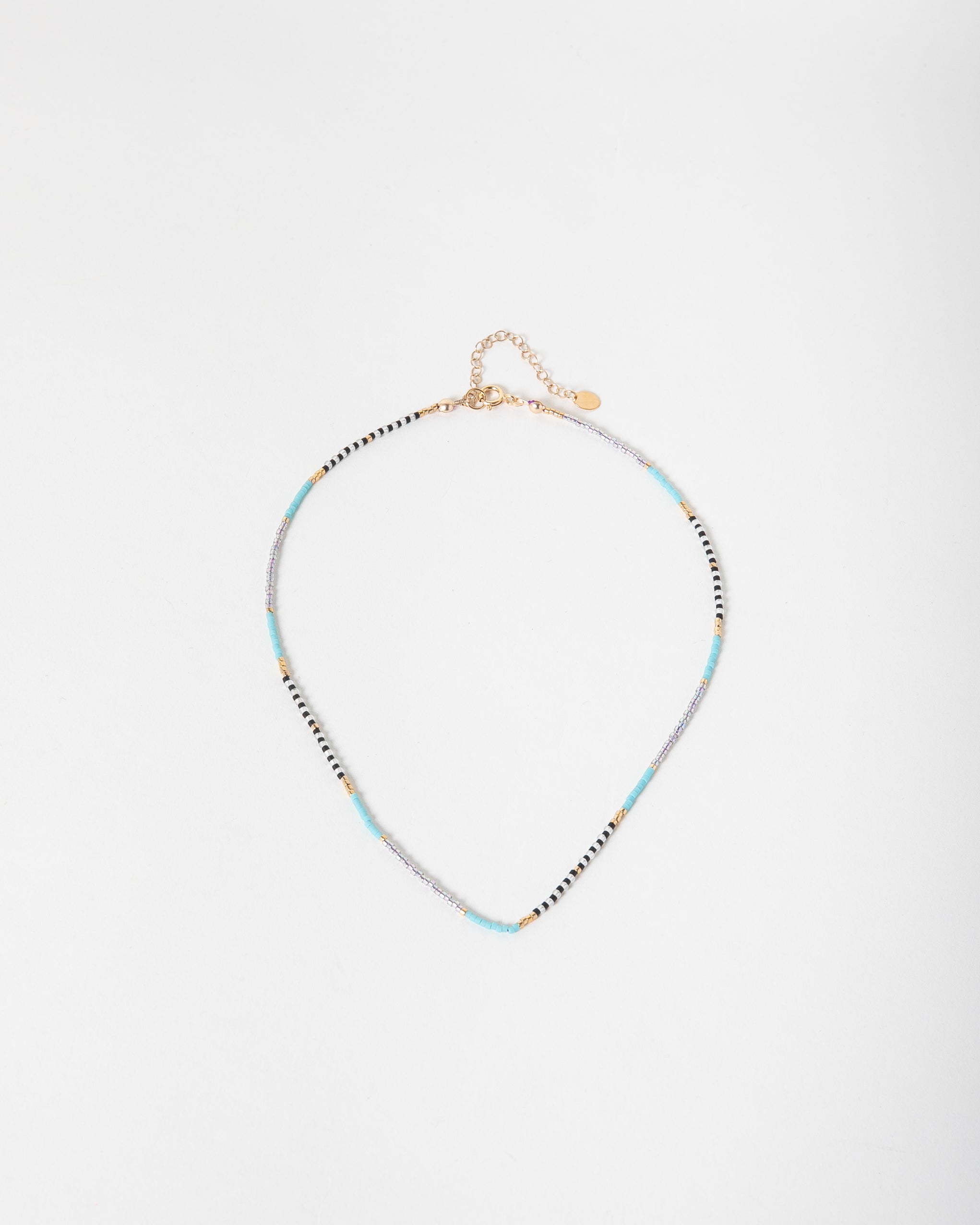 Delicate Miyuki Beaded Necklace in Turquoise and Gold