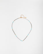 Load image into Gallery viewer, Delicate Miyuki Beaded Necklace in Turquoise and Gold
