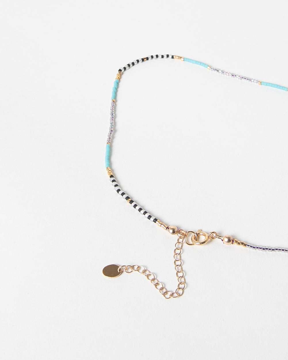 Delicate Miyuki Beaded Necklace in Turquoise and Gold