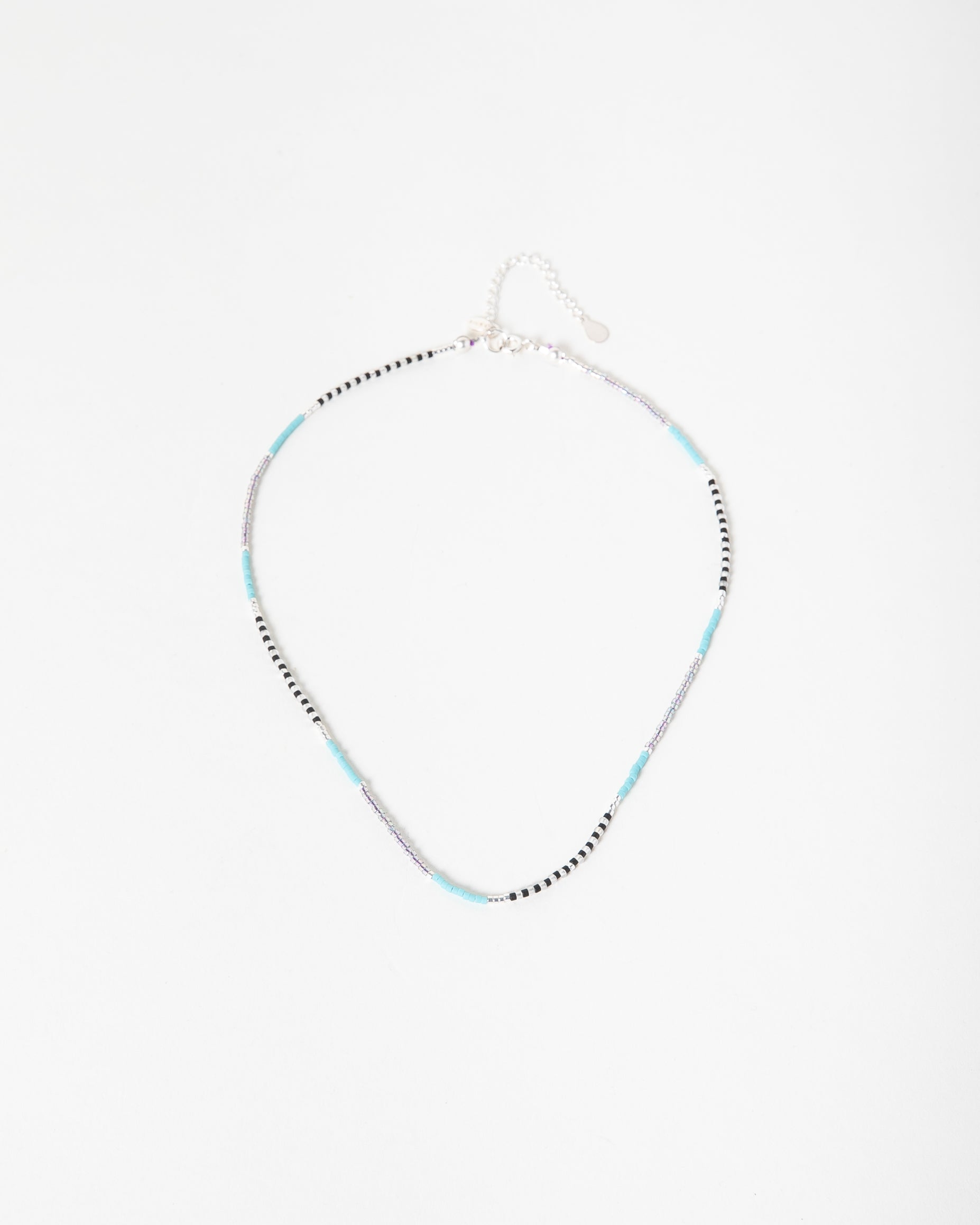 Delicate Miyuki Beaded Necklace in Turquoise and Silver