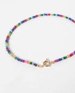 Rainbow Jade Beaded Necklace in Gold