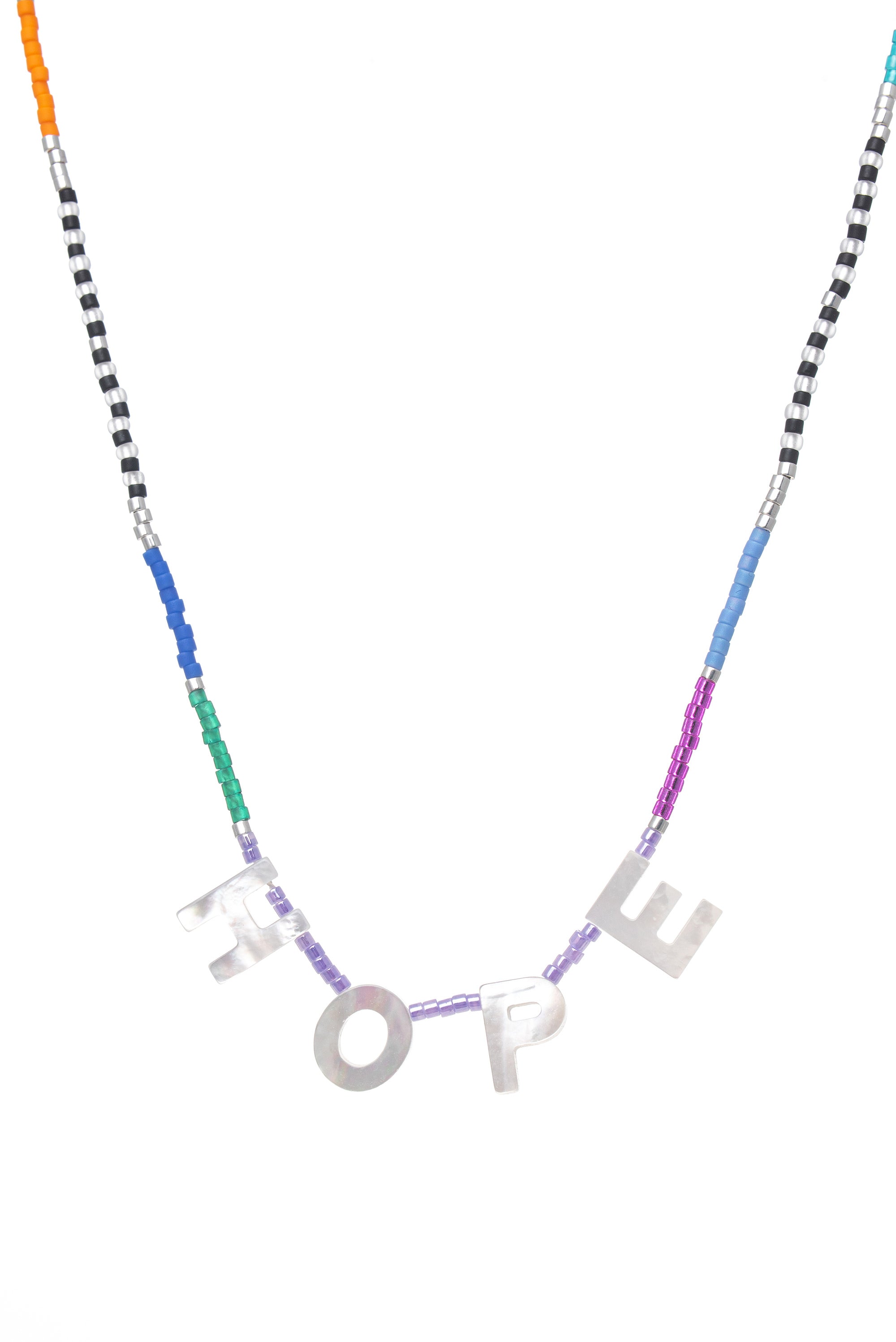 ✨PERSONALISE✨ HOPE Beaded Mother of Pearl Letter Necklace in Silver